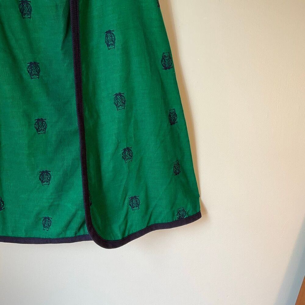 Vintage Mr Hank Corduroy Wraparound Owl Midiskirt. Green and Navy One Size - Picture 9 of 13